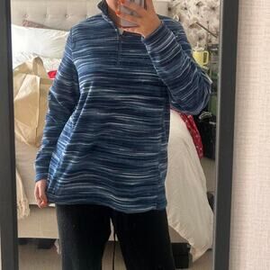 Blue and white striped quarter zip